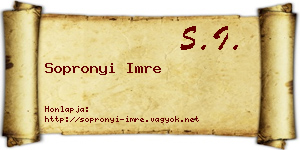 Sopronyi Imre névjegykártya